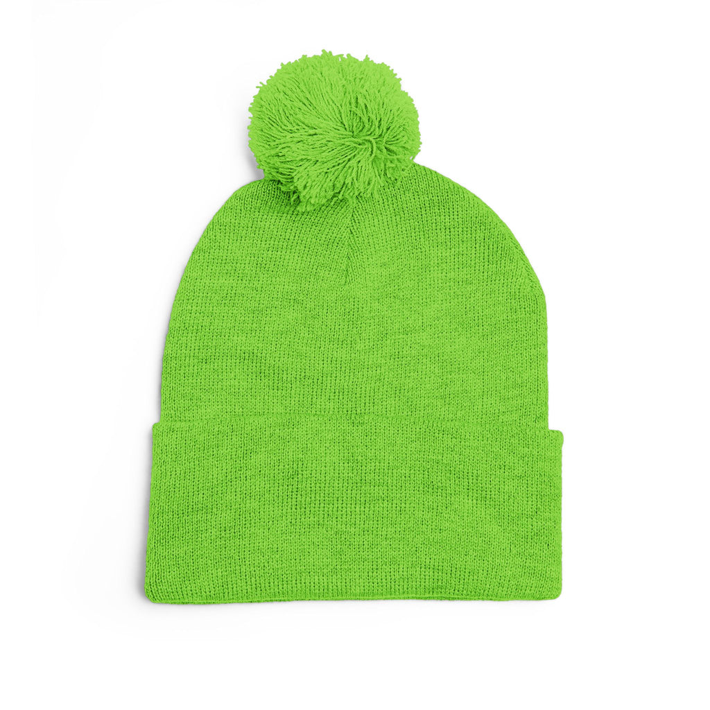 Pittsburgh 412 White Green Heart Embroidered Pom Beanie
