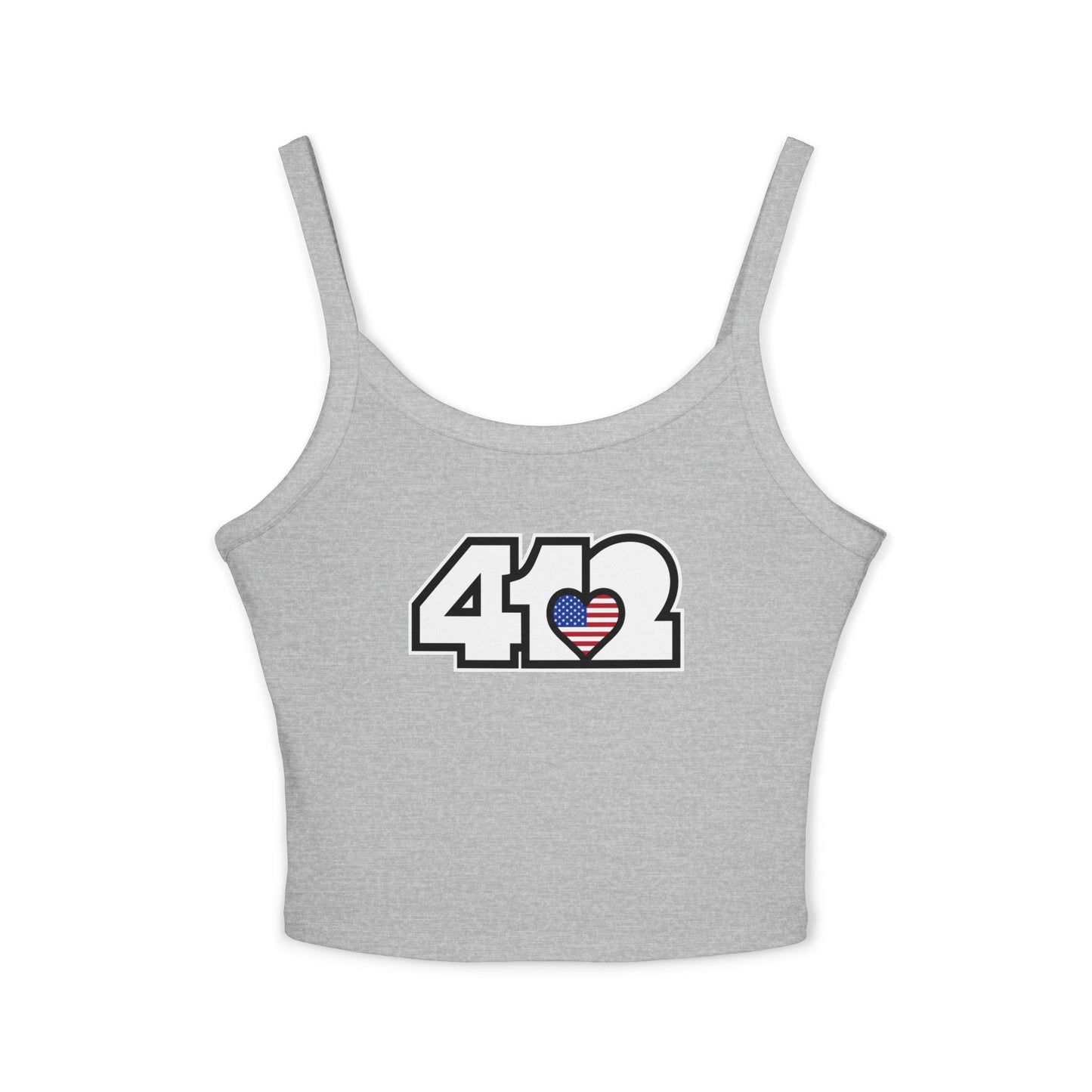 412 Women’s Camisole – Stars & Stripes Heart, White Logo