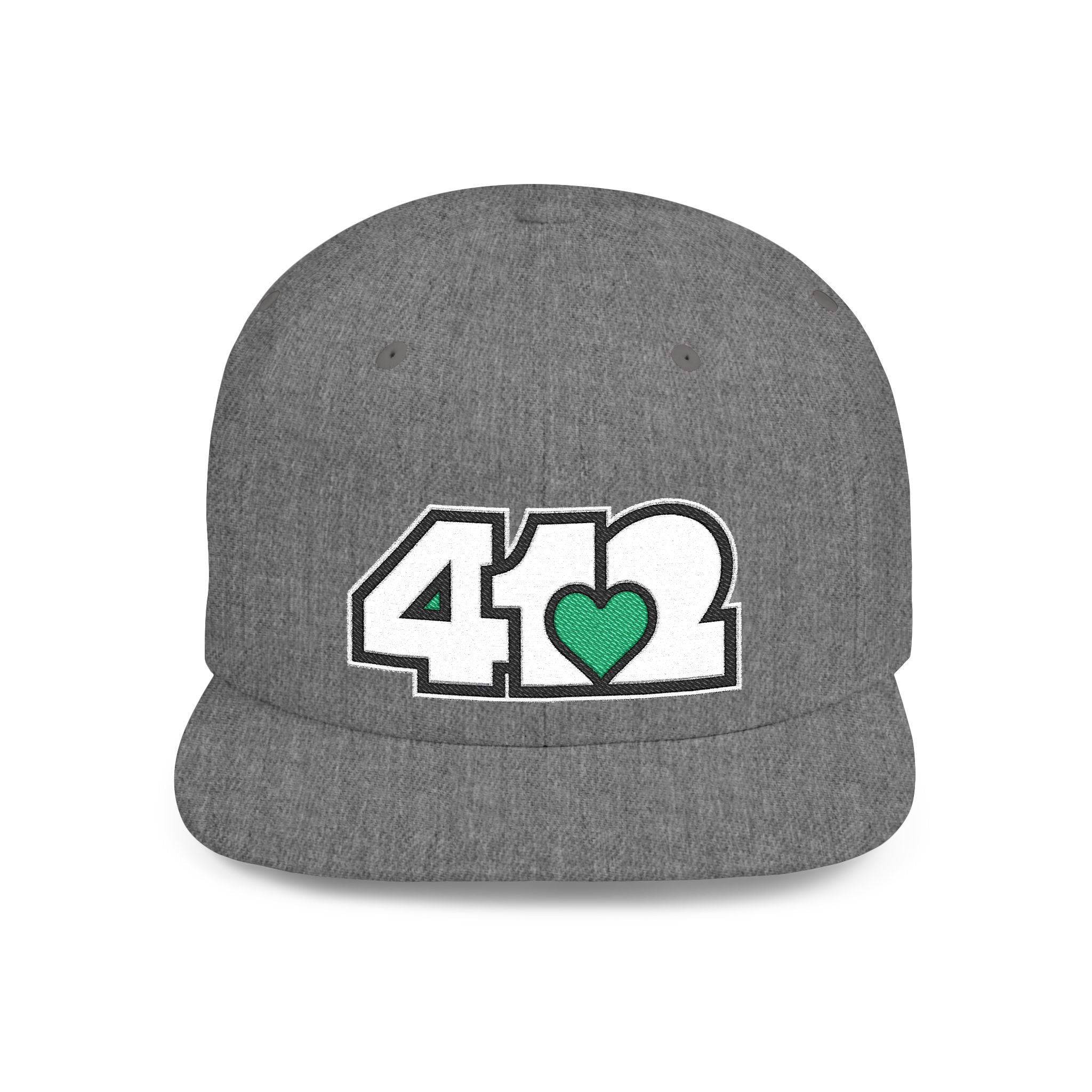 Pittsburgh 412 White & Green Embroidered Flat Bill Snapback Hat