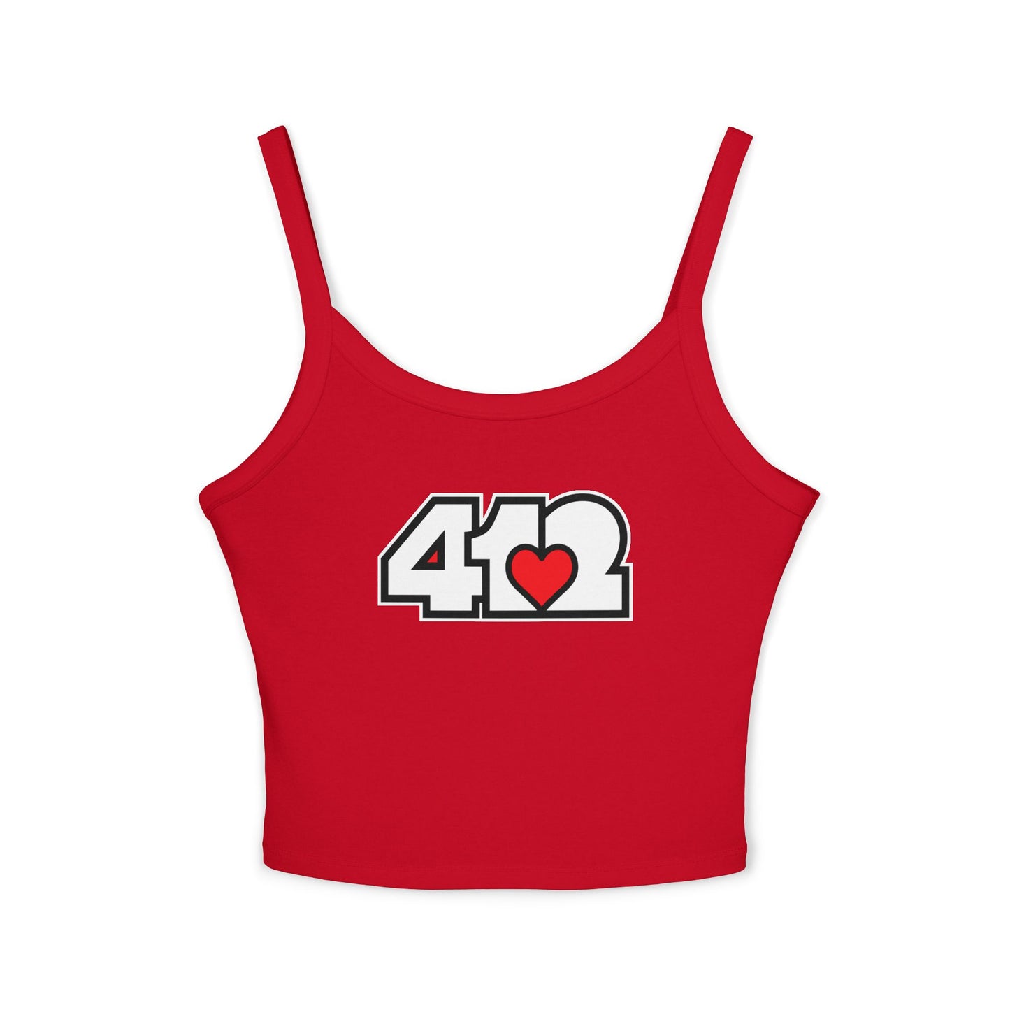 412 Women’s Camisole – Red Heart, White Logo