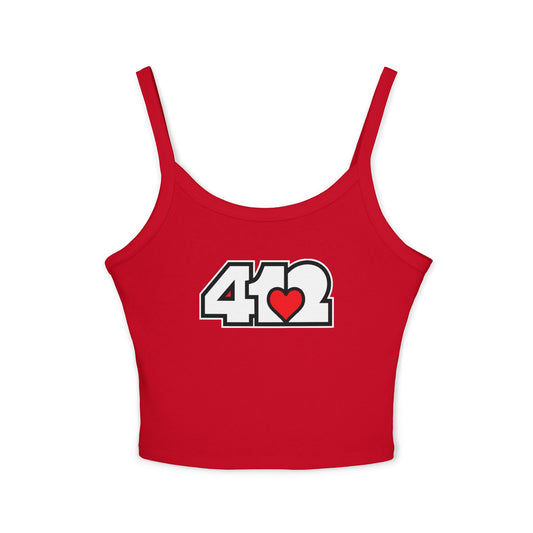 412 Women’s Camisole – Red Heart, White Logo