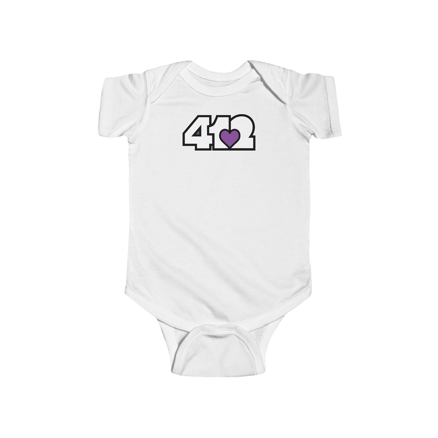 412 Infant Bodysuit - Purple Heart, White Logo