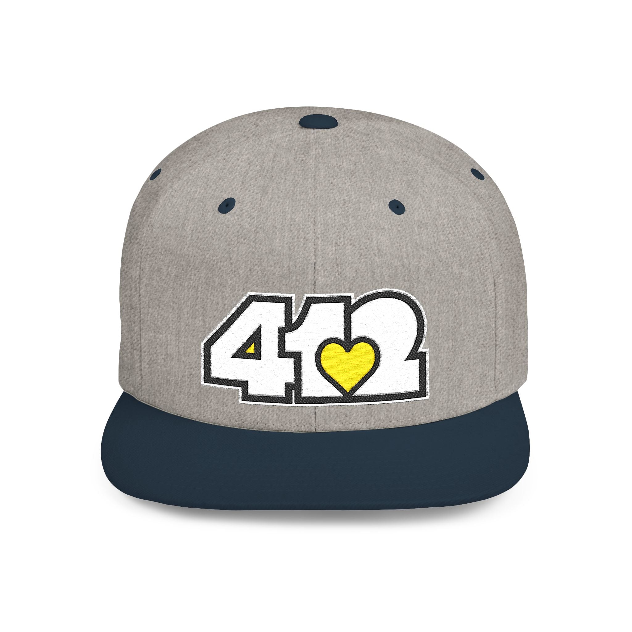 Pittsburgh 412 White & Yellow Embroidered Flat Bill Snapback Hat