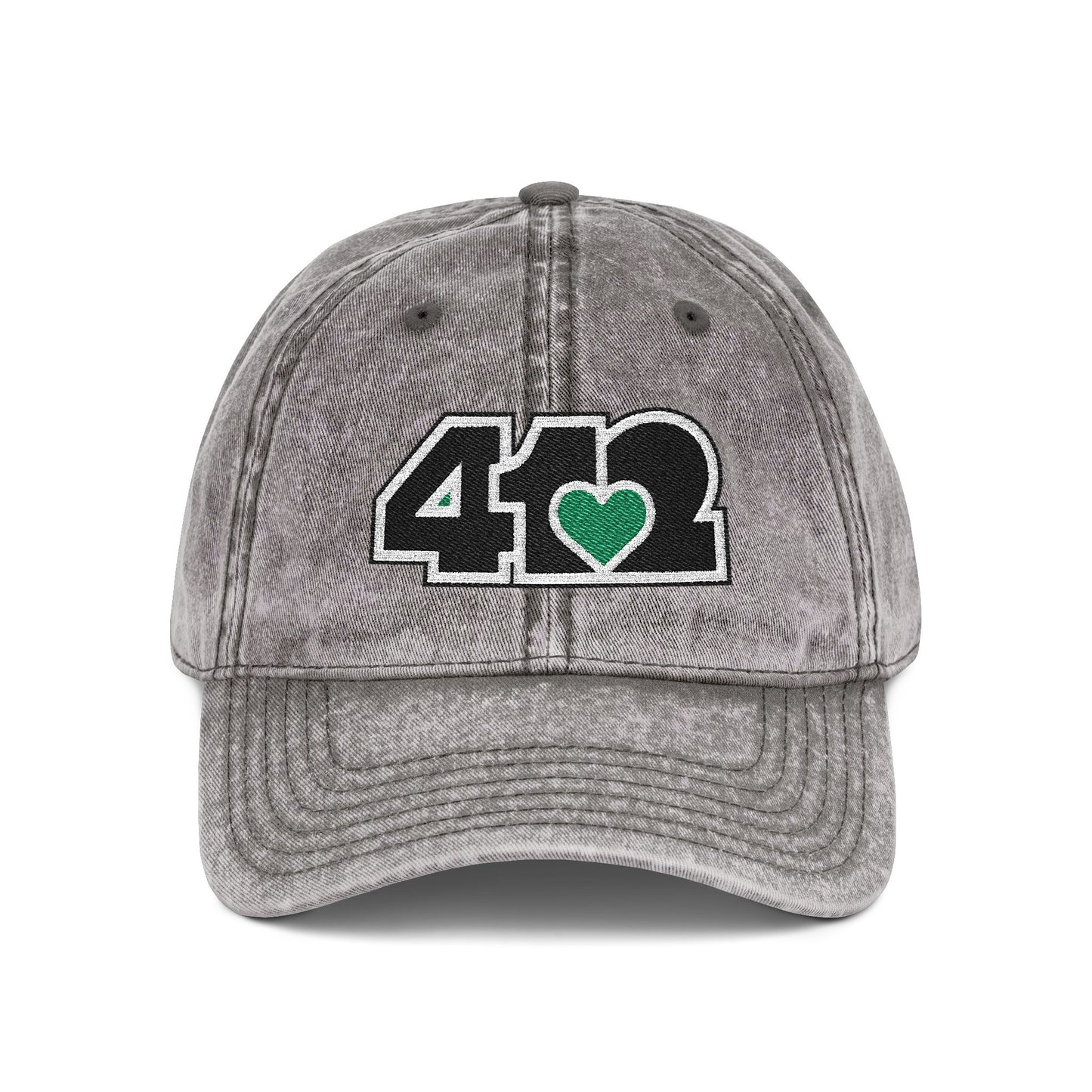 412 Vintage Crown – Embroidered Green Heart, Black Logo