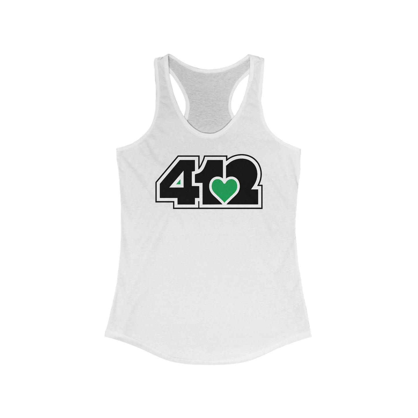 412 Women's Racerback Tank Top - Green Heart, Black Logo