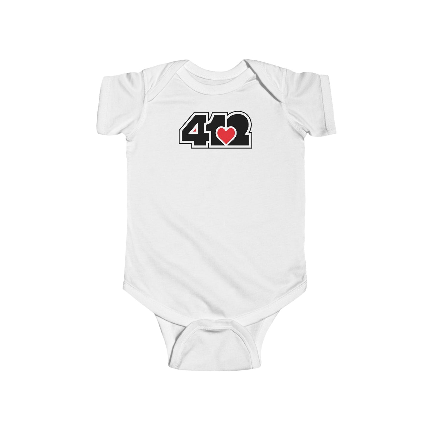 412 Infant Bodysuit - Red Heart, Black Logo