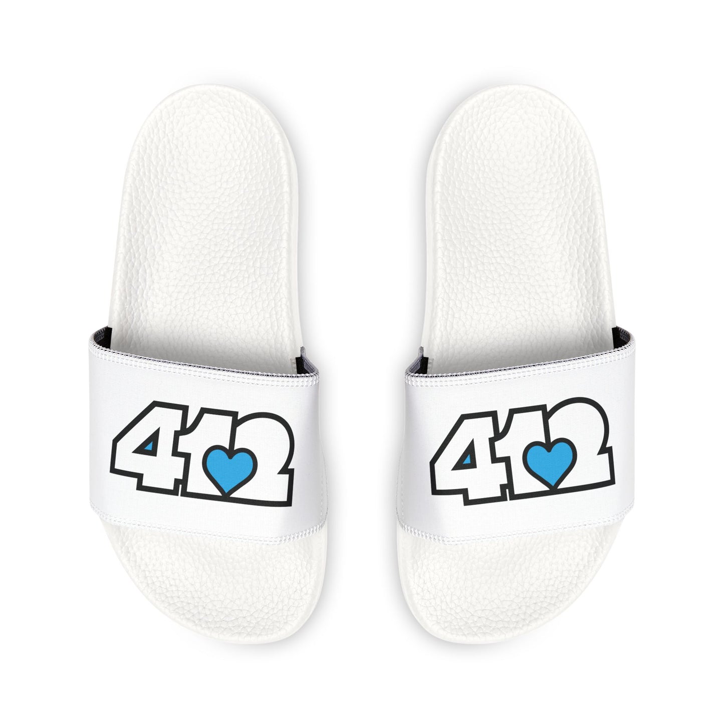 412 Men's Slides - Blue Heart, White Logo