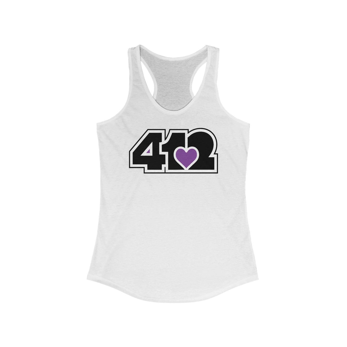 412 Women's Racerback Tank Top - Purple Heart, Black Logo