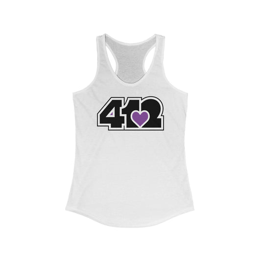 412 Women's Racerback Tank Top - Purple Heart, Black Logo
