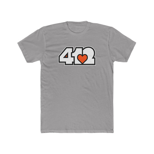 412 Contoured Fit Tee - Orange Heart, White Logo