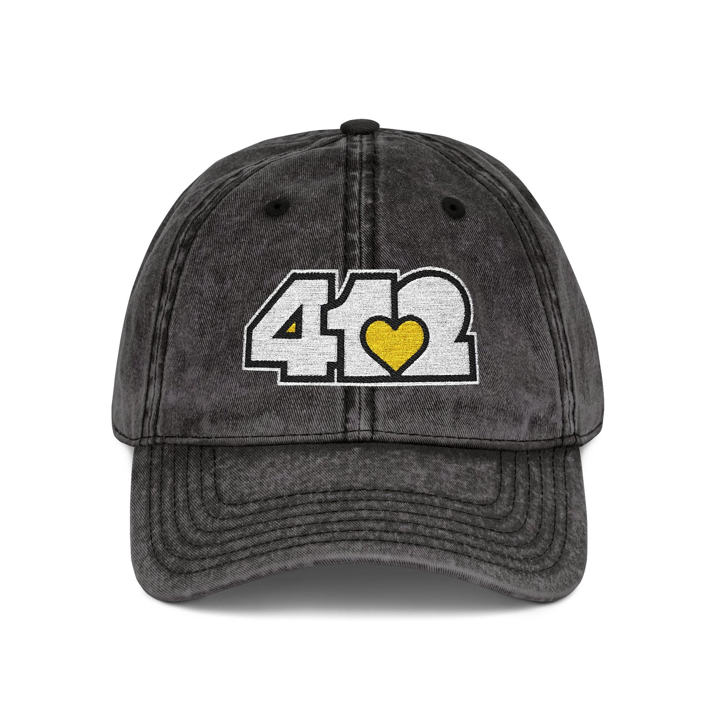 412 Vintage Crown – Embroidered Yellow Heart, White Logo