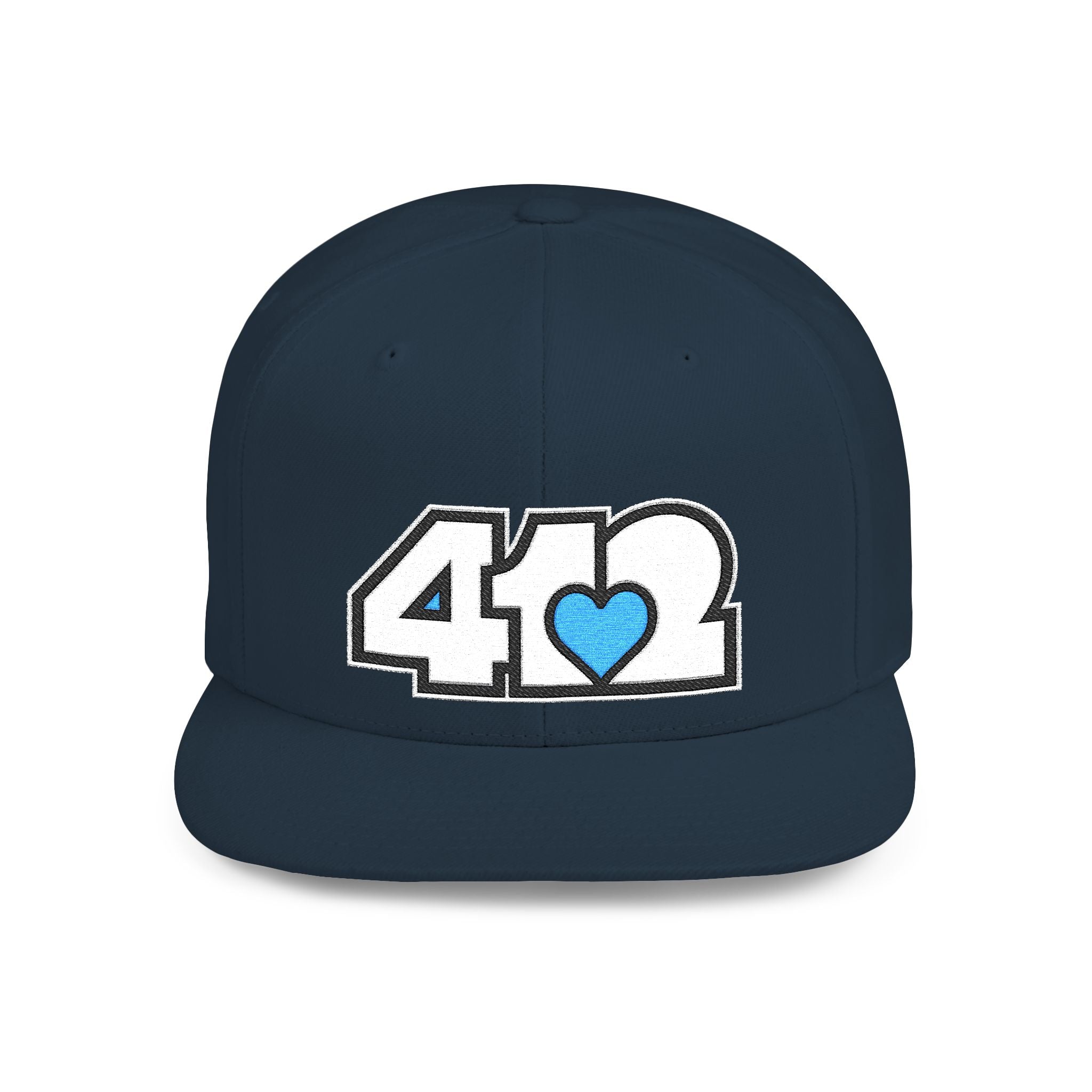 Pittsburgh 412 White & Blue Embroidered Flat Bill Snapback Hat