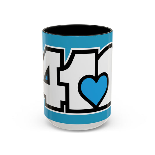 412 Collectible Mug - Blue Heart, White Logo