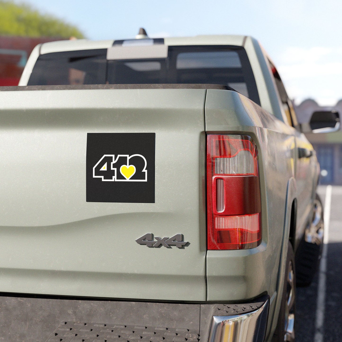 412 Car Magnet - Yellow Heart, Black Logo