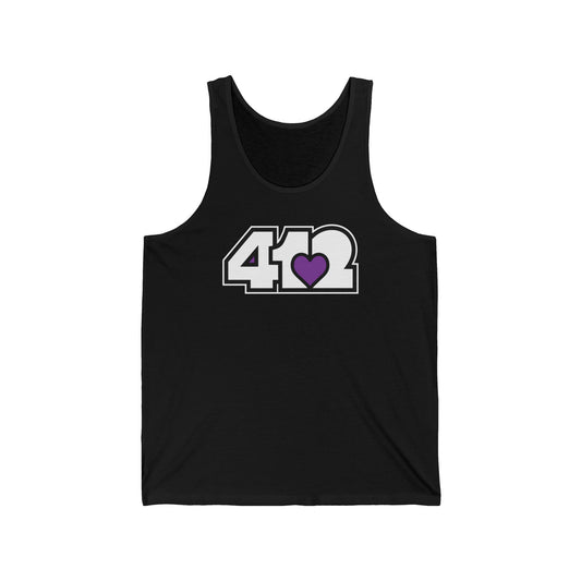 412 Unisex Jersey Tank - Purple Heart, White Logo