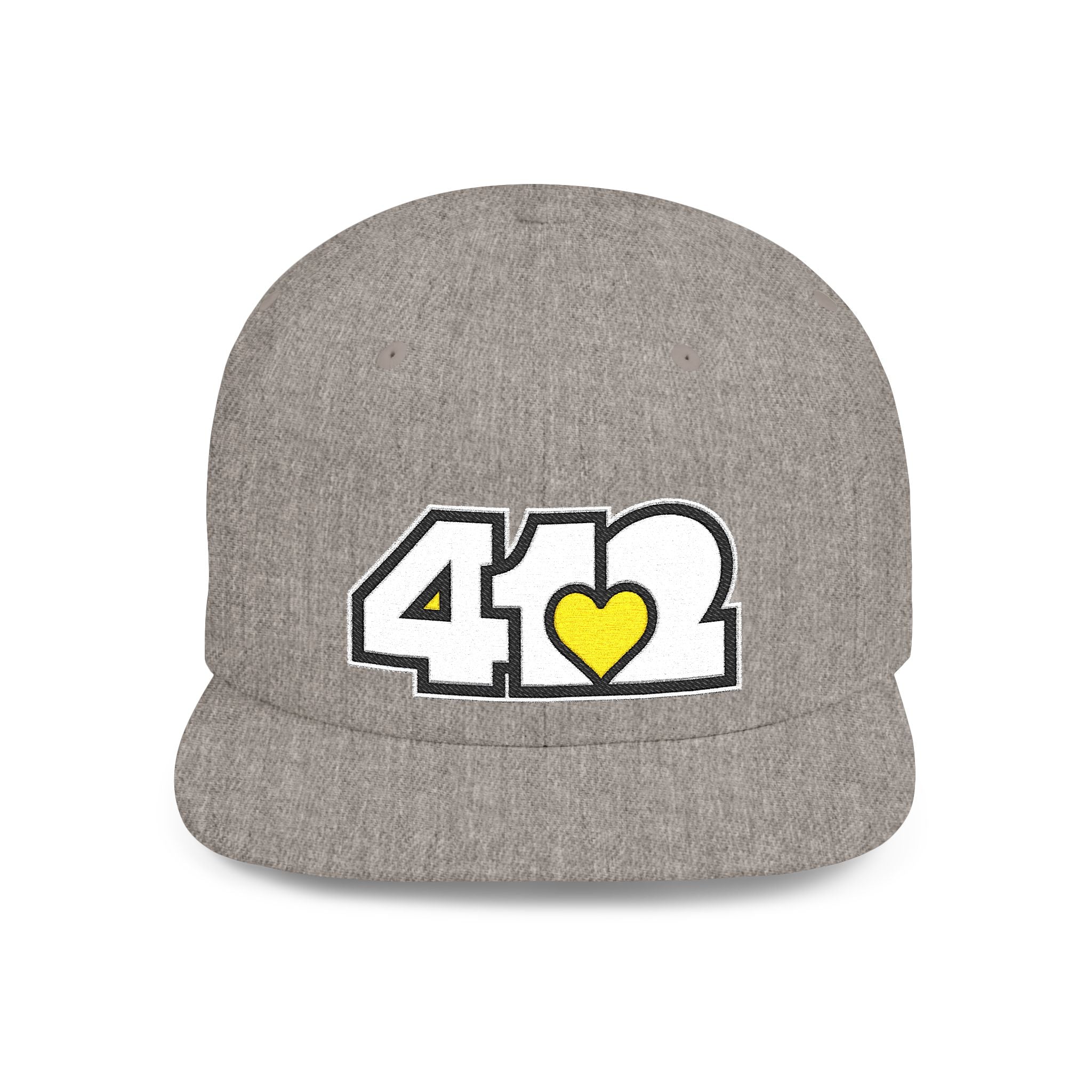 Pittsburgh 412 White & Yellow Embroidered Flat Bill Snapback Hat