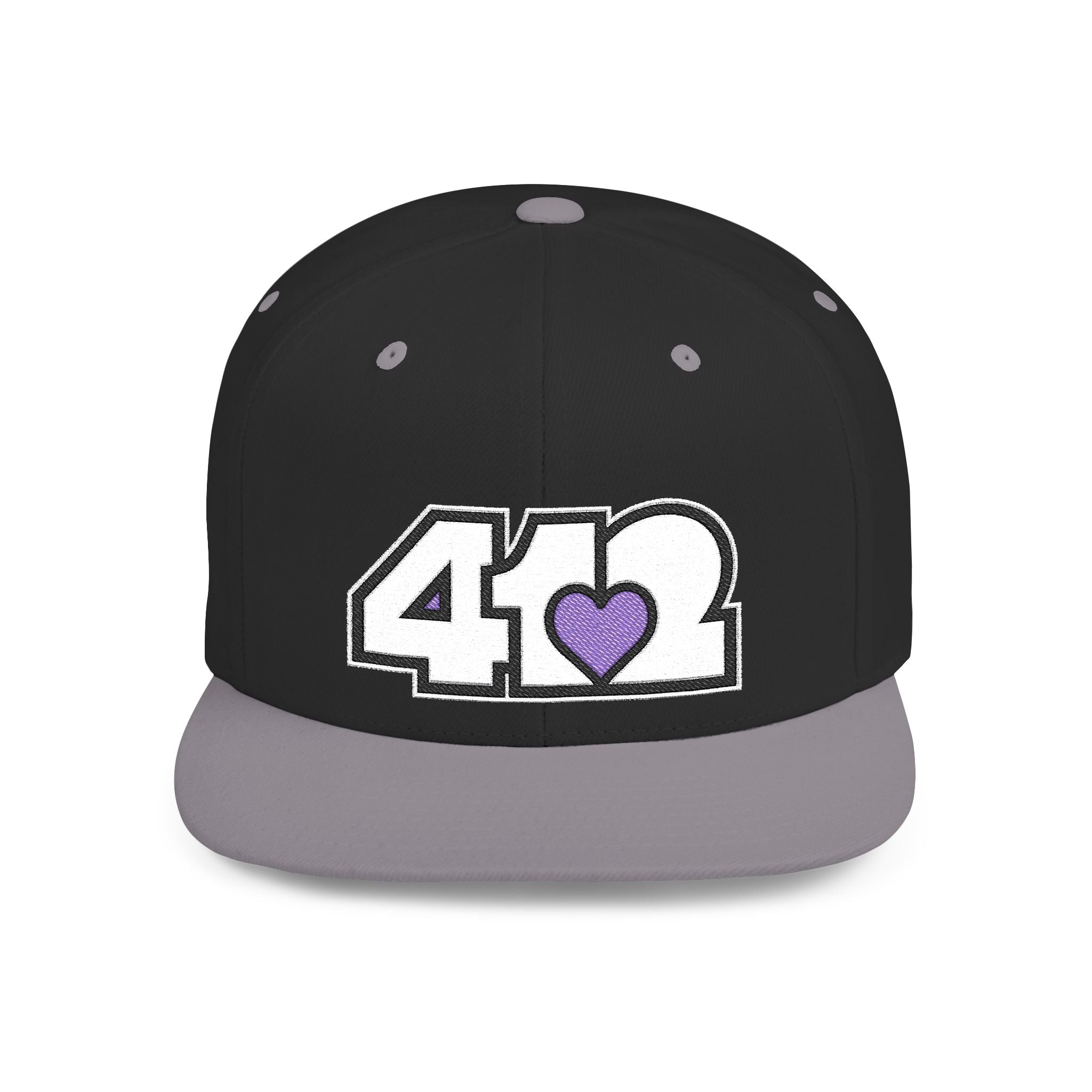 Pittsburgh 412 White & Purple Embroidered Flat Bill Snapback Hat