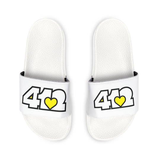 412 Men's Slides - Yellow Heart, White Logo