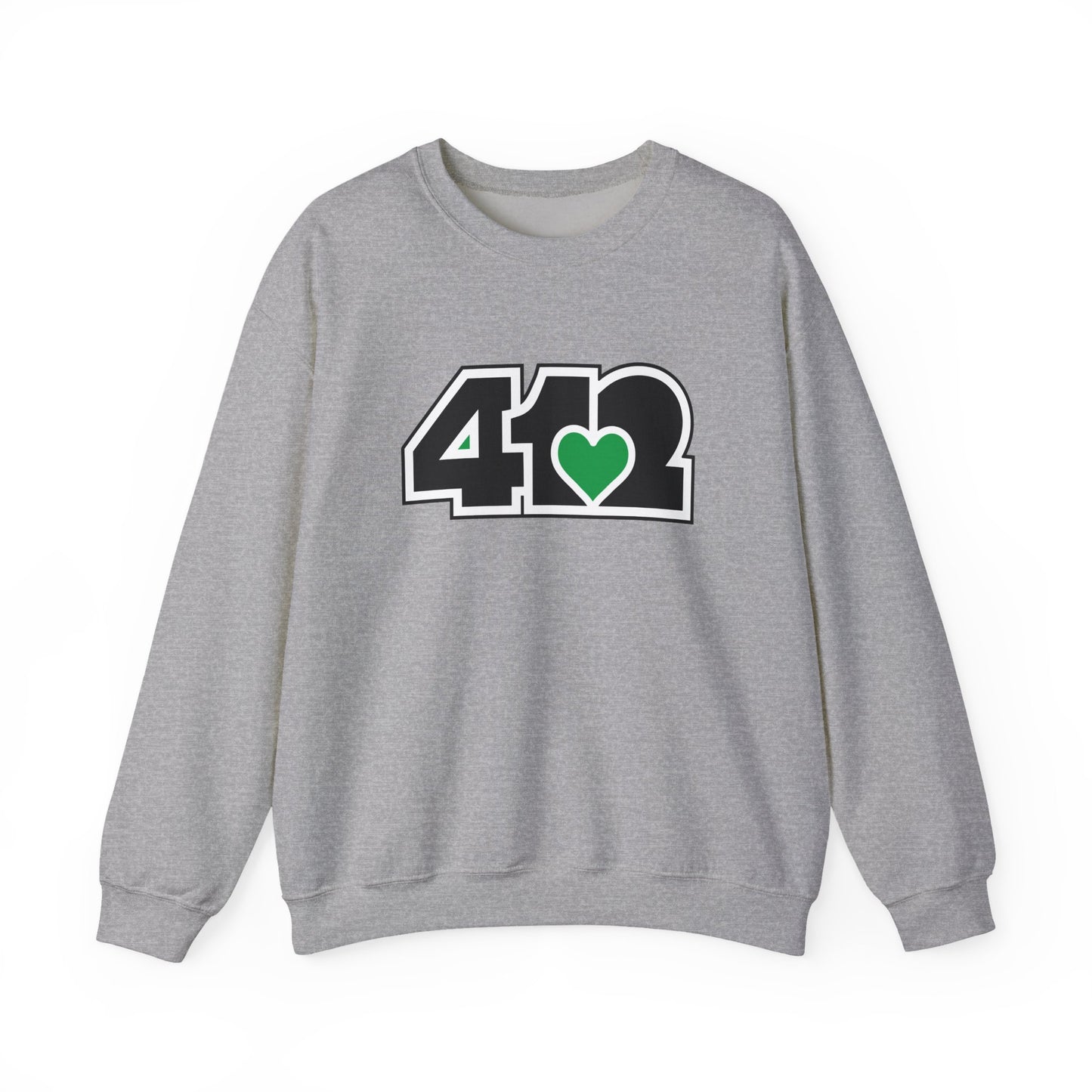 412 Crew Neck Sweatshirt  - Green Heart, Black Logo
