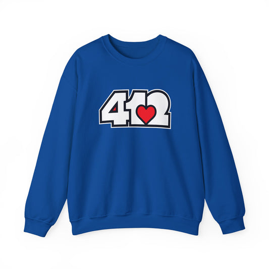 412 Crew Neck Sweatshirt  - Red Heart, White Logo