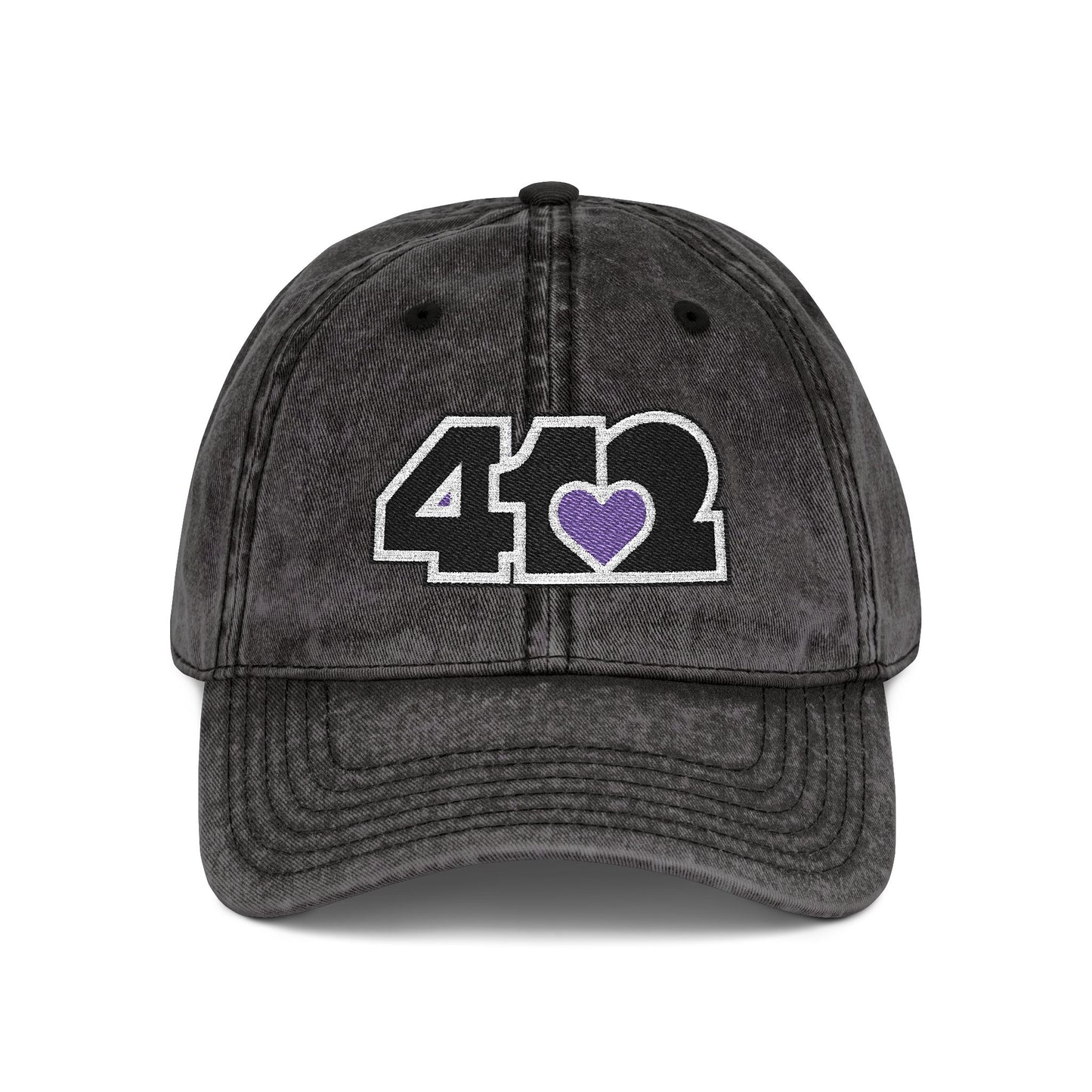 412 Vintage Crown – Embroidered Purple Heart, Black Logo