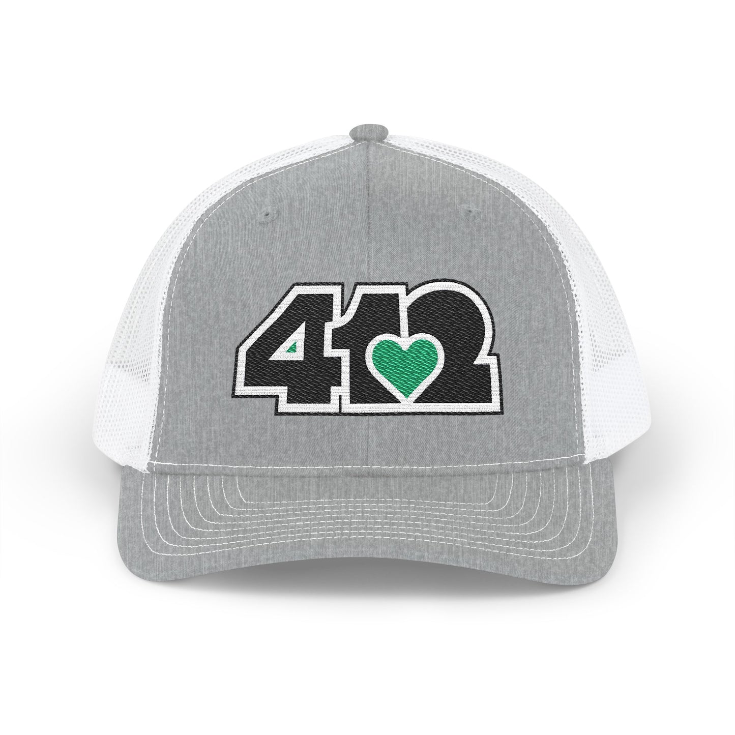 412 Snapback Crown – Embroidered Green Heart, Black Logo