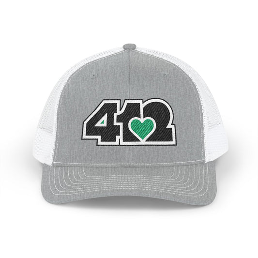 412 Snapback Crown – Embroidered Green Heart, Black Logo
