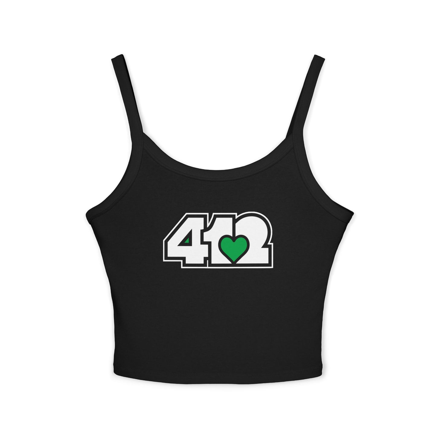 412 Women’s Camisole – Green Heart, White Logo