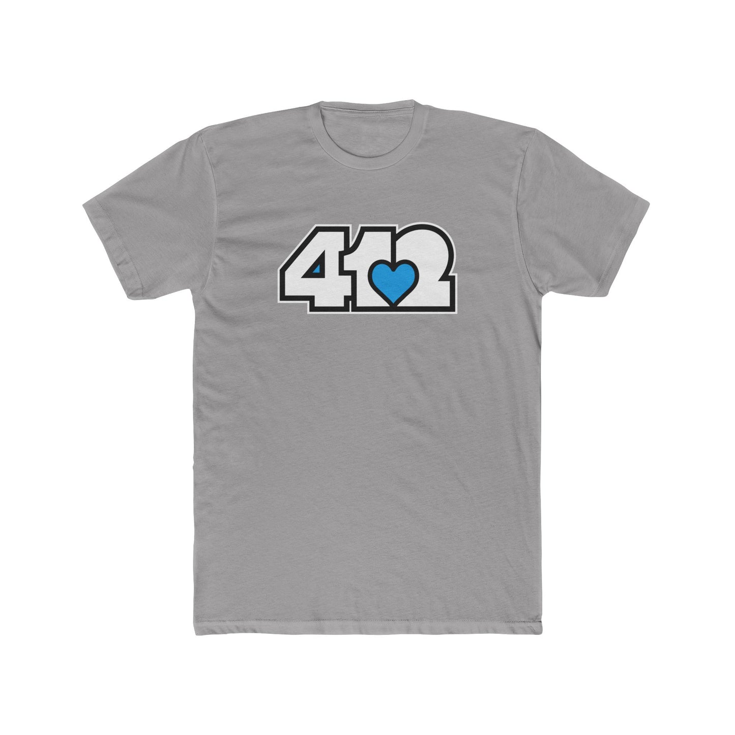 412 Contoured Fit Tee - Blue Heart, White Logo