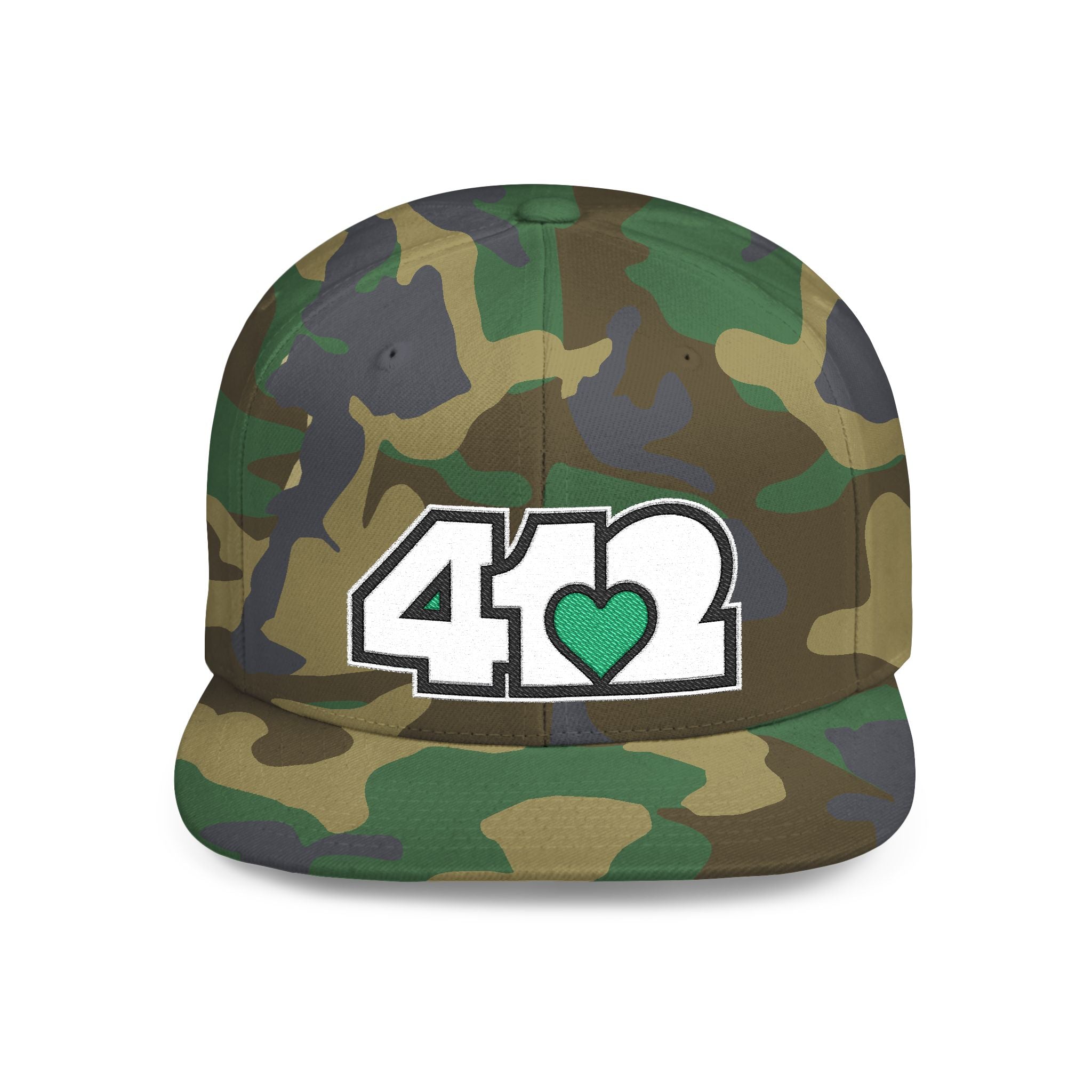 Pittsburgh 412 White & Green Embroidered Flat Bill Snapback Hat