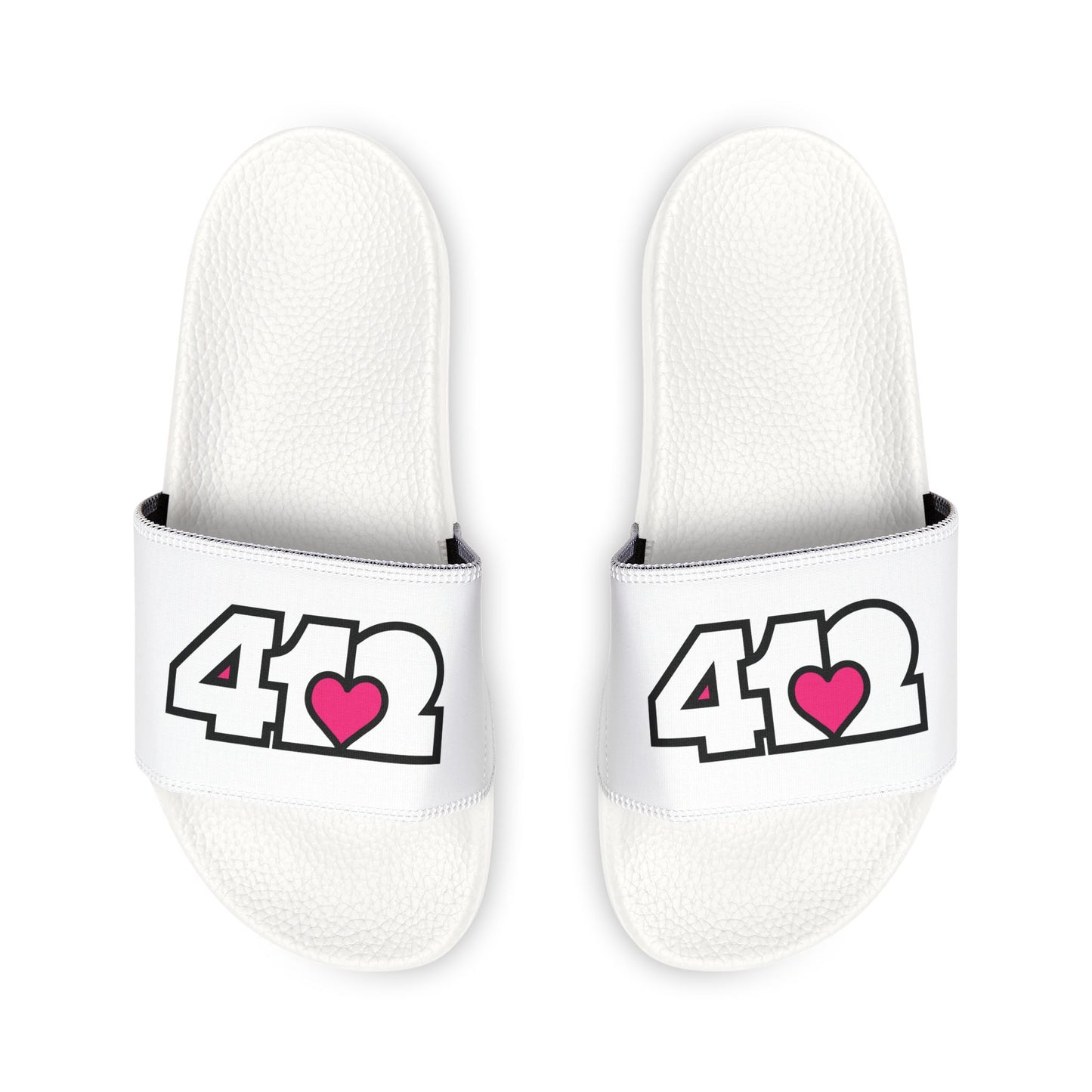 412 Men's Slides - Pink Heart, White Logo