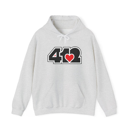 412 Classic Fit Adult Hoodie - Red Heart Black Logo