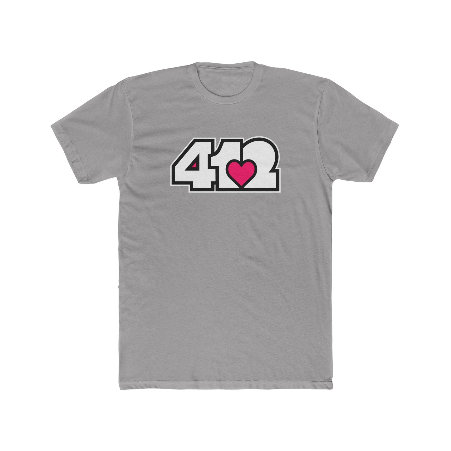 412 Contoured Fit Tee - Pink Heart, White Logo