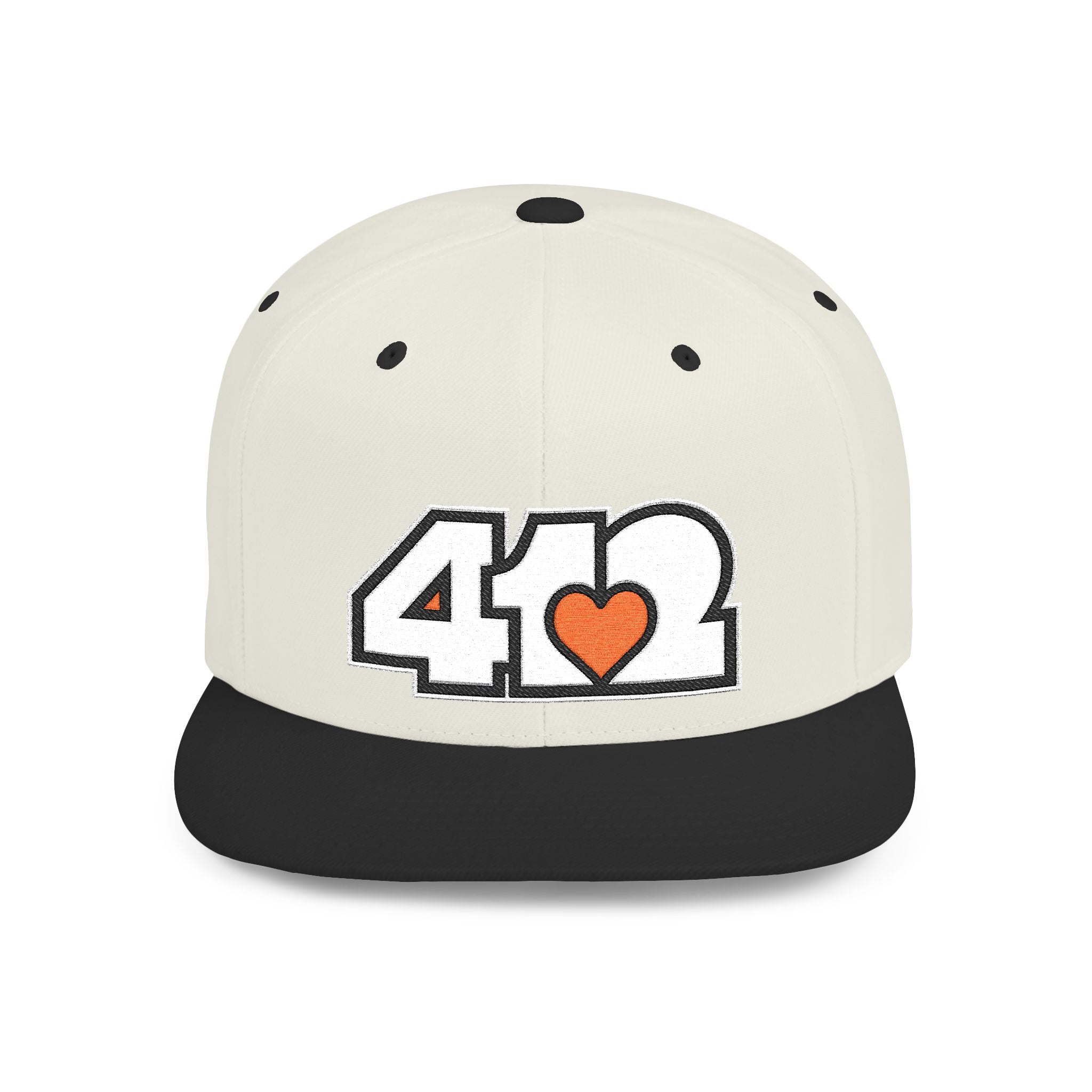 Pittsburgh 412 White & Orange Embroidered Flat Bill Snapback Hat
