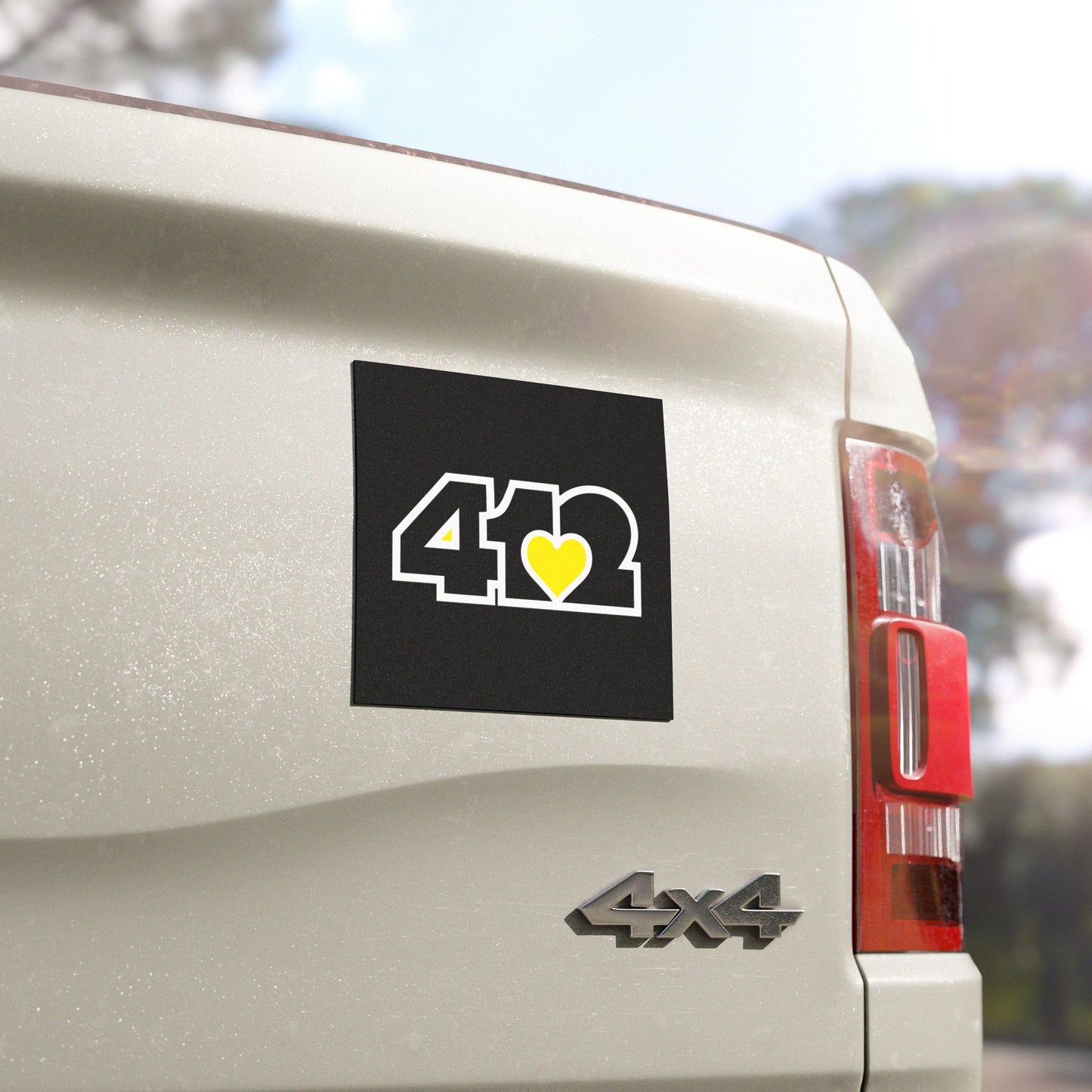 412 Car Magnet - Yellow Heart, Black Logo