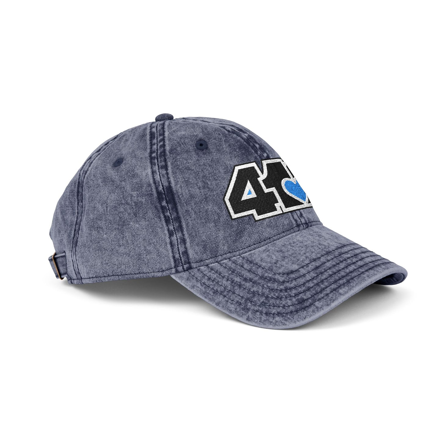 412 Vintage Crown – Embroidered Blue Heart, Black Logo