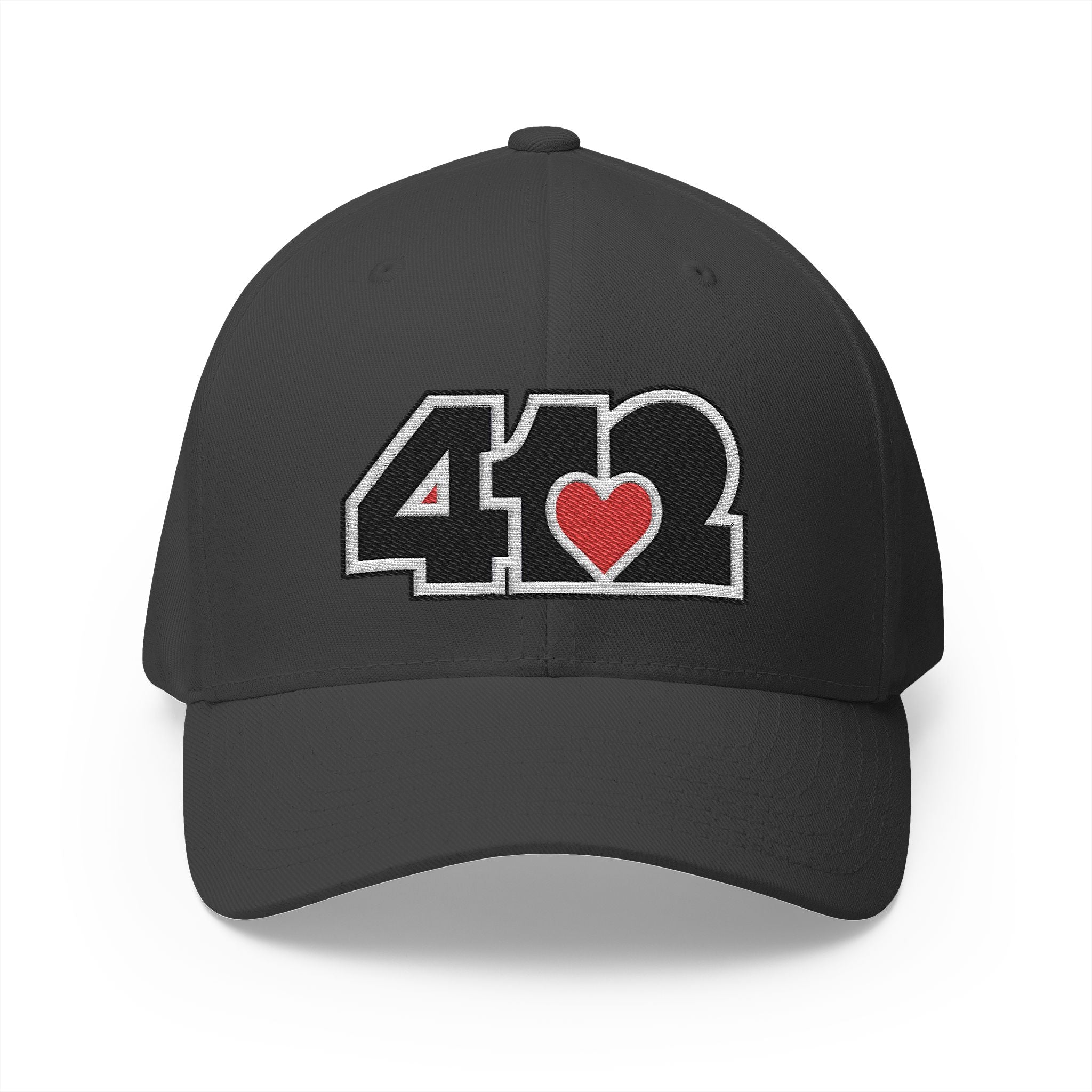 Pittsburgh 412 Black Red Embroidered Stretch Fit Hat