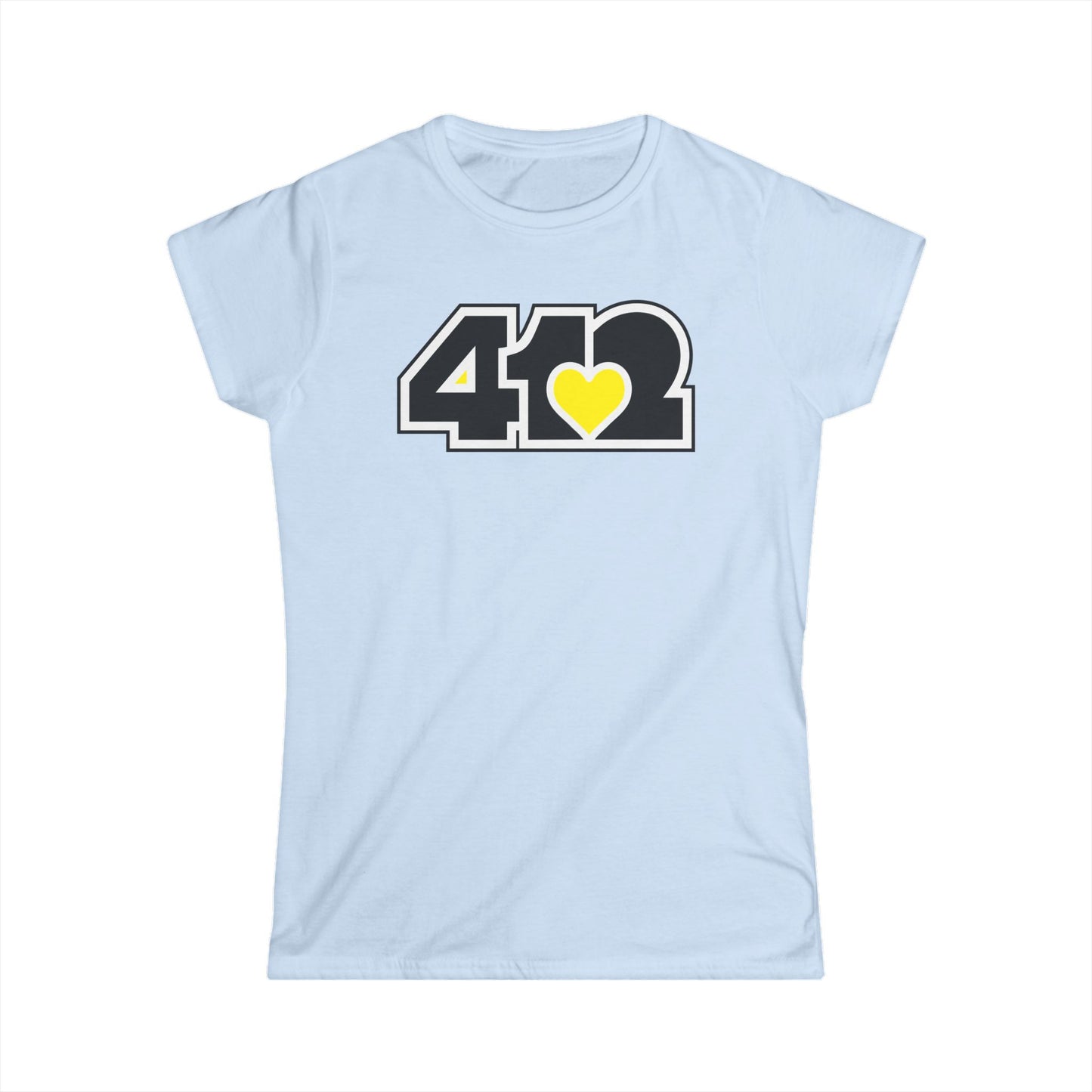 412 Women's Softstyle Tee - Yellow Heart, Black Logo