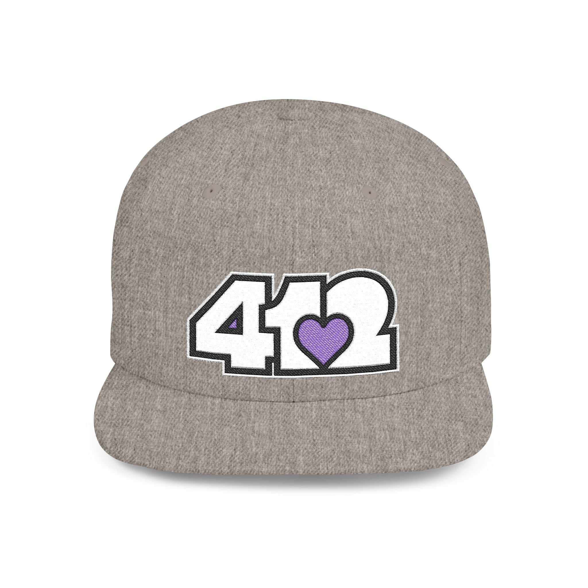 Pittsburgh 412 White & Purple Embroidered Flat Bill Snapback Hat