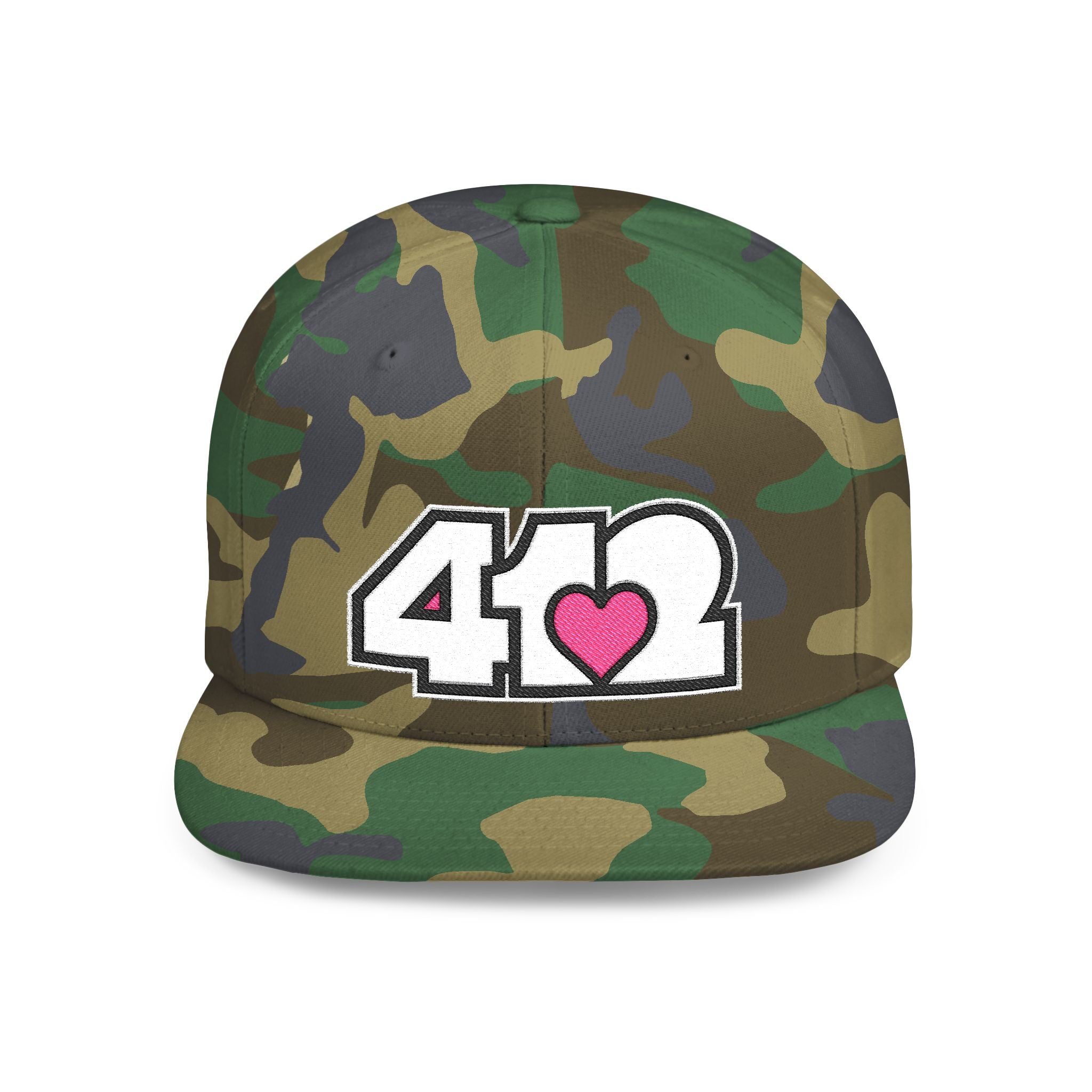 Pittsburgh 412 White & Pink Embroidered Flat Bill Snapback Hat