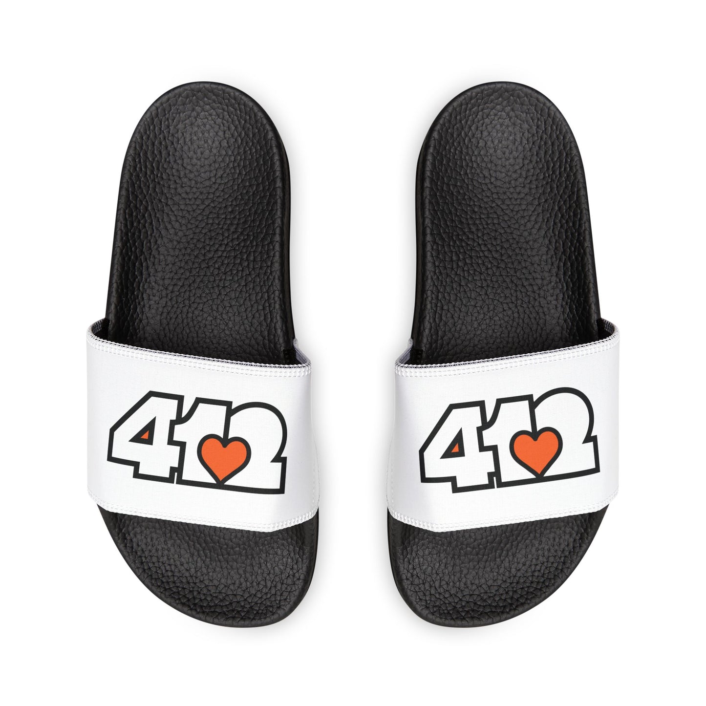 412 Men's Slides - Orange Heart, White Logo