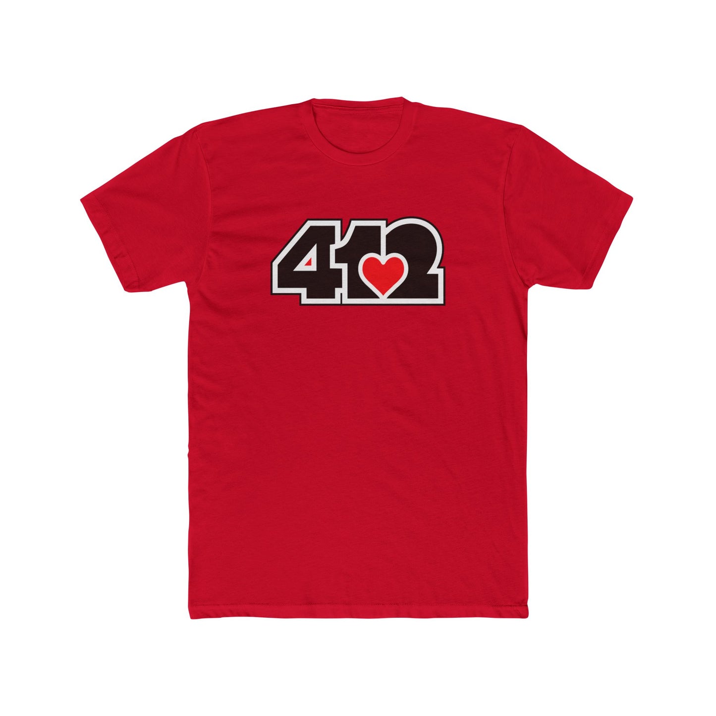 412 Contoured Fit Tee - Red Heart, Black Logo
