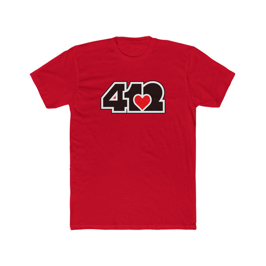 412 Contoured Fit Tee - Red Heart, Black Logo