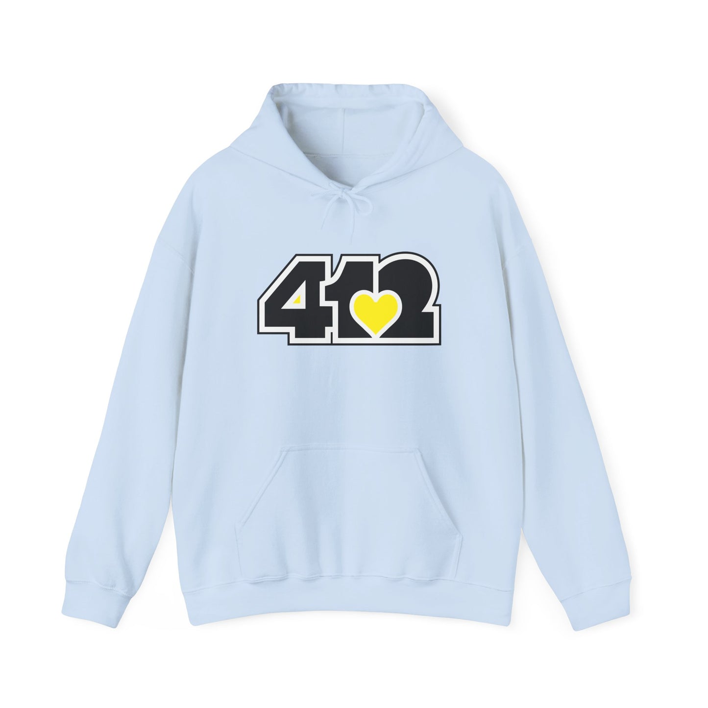 412 Classic Fit Adult Hoodie - Yellow Heart, Black Logo