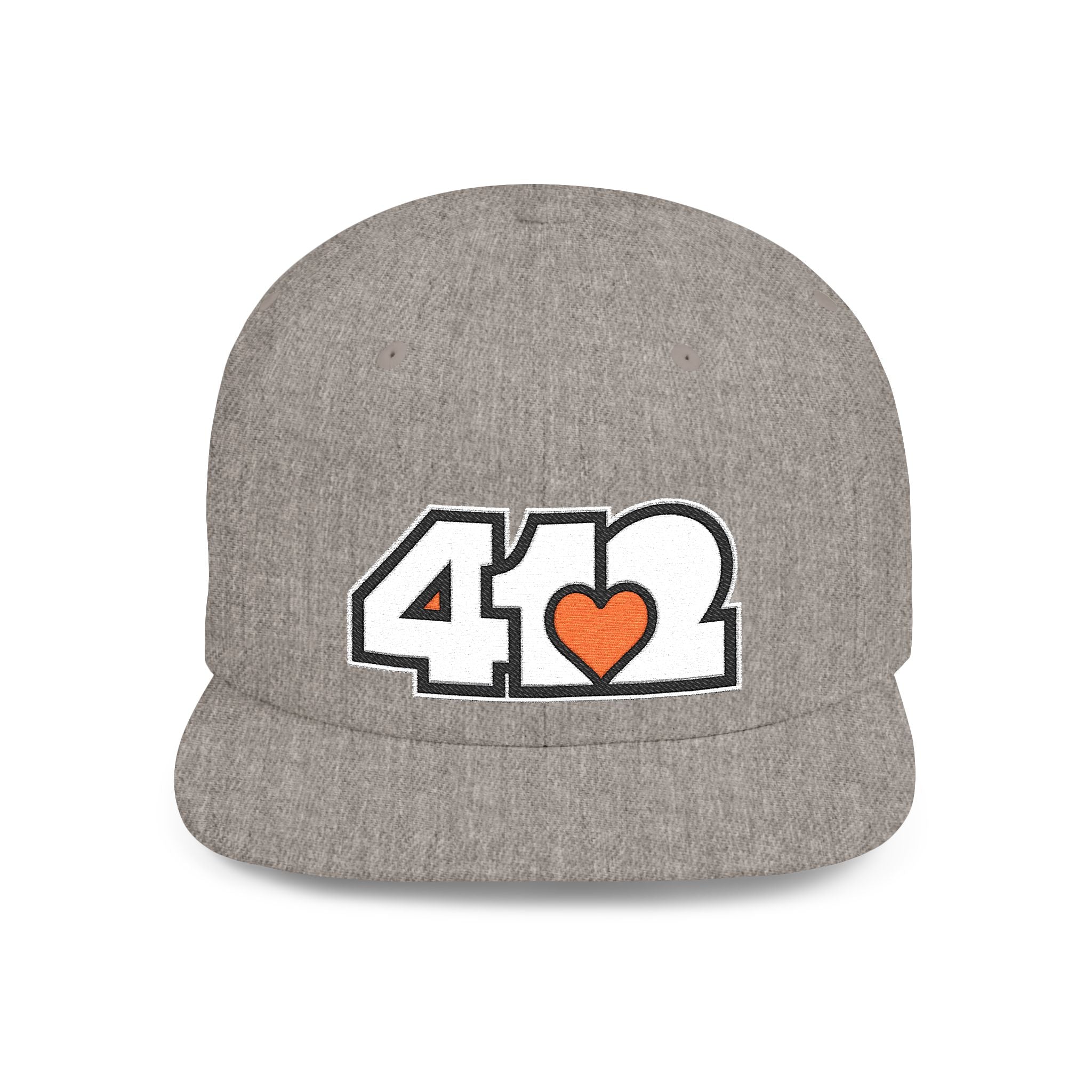 Pittsburgh 412 White & Orange Embroidered Flat Bill Snapback Hat
