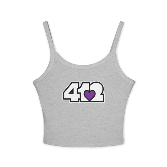 412 Women’s Camisole – Purple Heart, White Logo