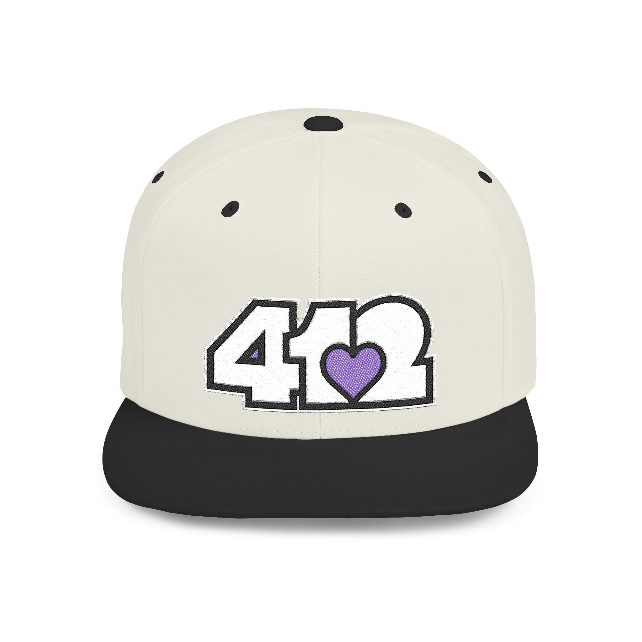 Pittsburgh 412 White & Purple Embroidered Flat Bill Snapback Hat