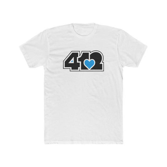 412 Contoured Fit Tee - Blue Heart, Black Logo