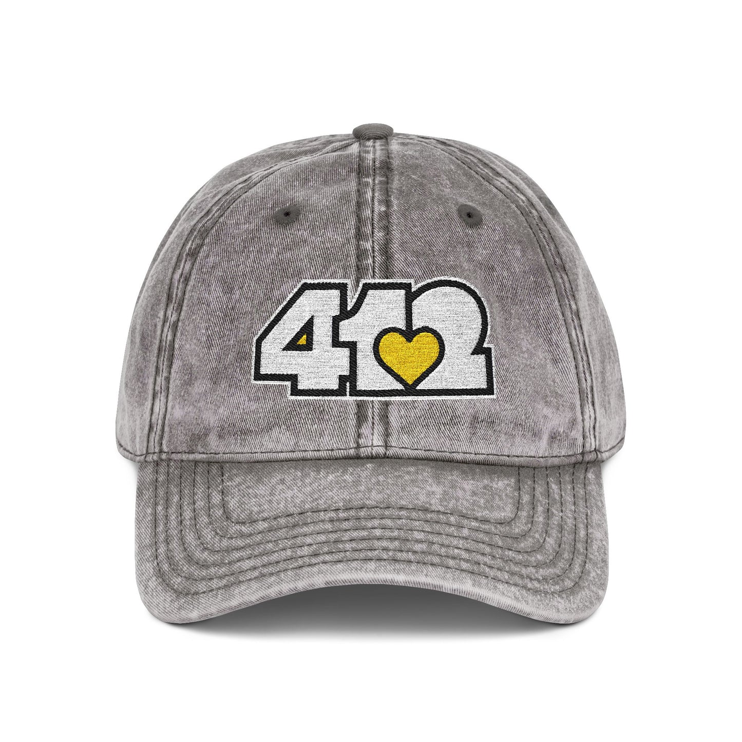 412 Vintage Crown – Embroidered Yellow Heart, White Logo