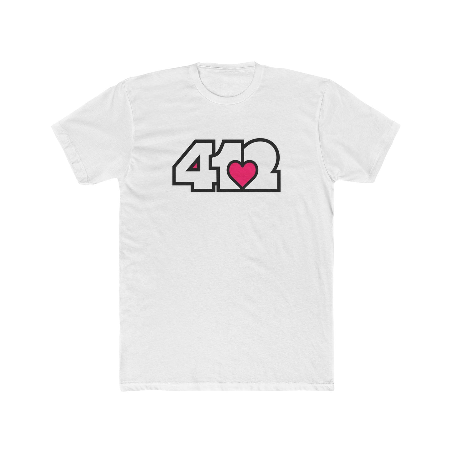 412 Contoured Fit Tee - Pink Heart, White Logo